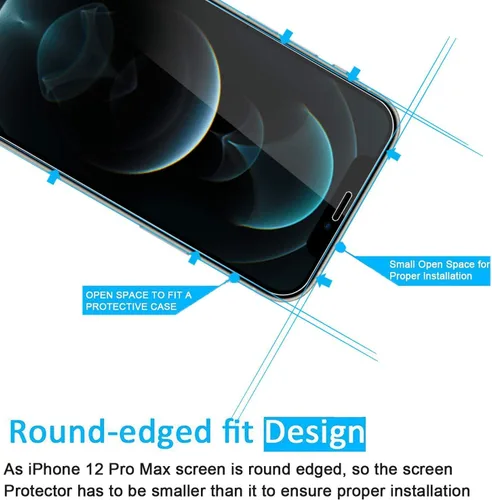 Vista 3 de NEW'C Paquete de 3 protectores de pantalla diseñados para iPhone 12 Pro Max (6.7 pulgadas), protección de vidrio templado mejorada, compatible