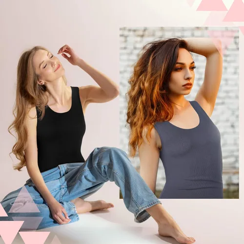 Vista 6 de Sintege Camiseta térmica sin mangas para mujer, con forro polar, camiseta interior para mujer, mezcla de algodón, chaleco de capa base cálida