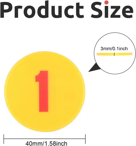 Vista 3 de Juego de 100 fichas de póquer – Monedas circulares de plástico de 1.58 pulgadas para juegos y contar, 0.16 oz cada una, accesorios perfectos