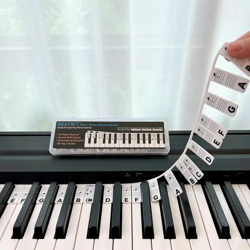 Guía de notas de piano para principiantes, etiquetas extraíbles para notas de teclado de piano para aprender, tamaño completo de 88 teclas, hechas de BEATBIT
