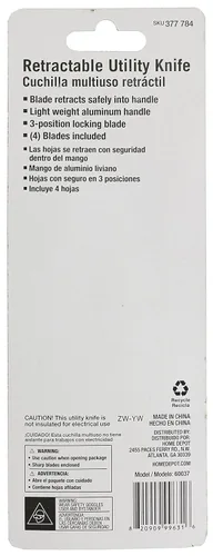 Vista 6 de HDX 60037 Cuchillo utilitario retráctil de 3 posiciones (cuchillo individual, 4 cuchillas reversibles incluidas)
