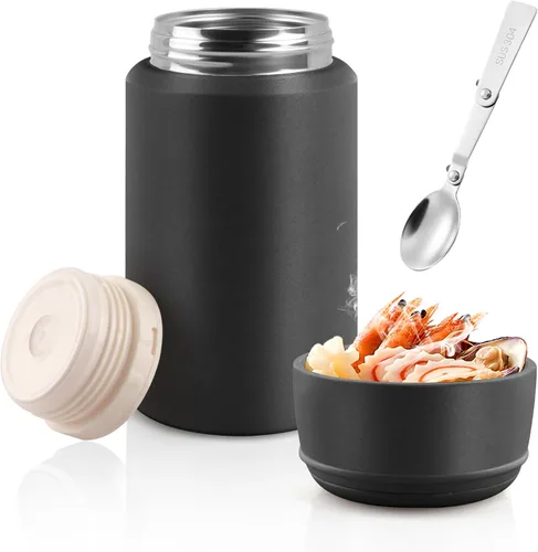 Vista 7 de Termo para alimentos fríos y calientes, tarro de alimentos aislado de 25 onzas con cuchara con mango, contenedor térmico para almuerzo, lonchera