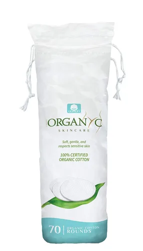 Organyc Almohadillas de maquillaje de algodón orgánico 100% certificado, rondas desmaquillantes naturales sin blanquear (70 unidades)