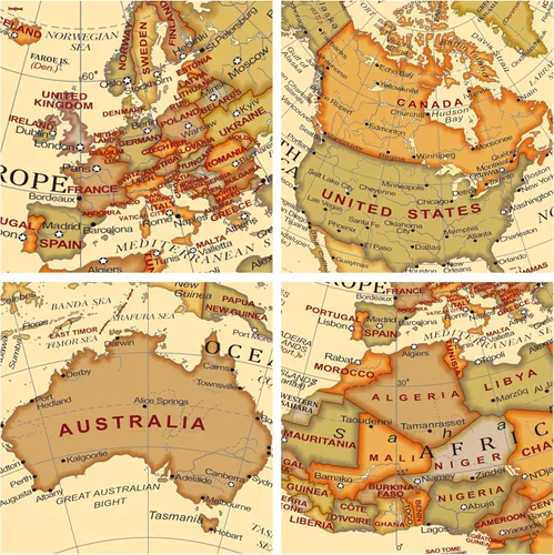 Vista 3 de Globo Antiguo Diámetro 5.5 pulgadas / 14cm - Educativo/Geográfico - Mapa en Inglés