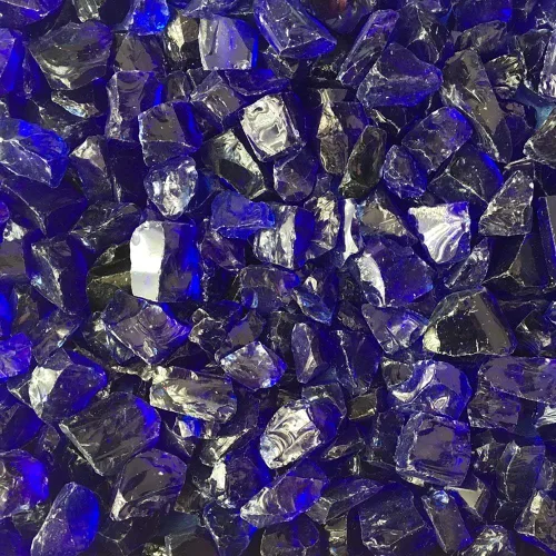 Celestial Fire Glass - Triturado, azul cobalto (1/2" a 3/4") | Tarro de 10 libras