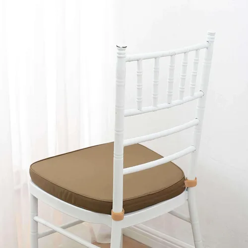 Vista 23 de Efavormart Cojín de 2" de espesor para silla Chiavari en negro, cojín de asiento de espuma con efecto memoria con lazos y funda extraíble