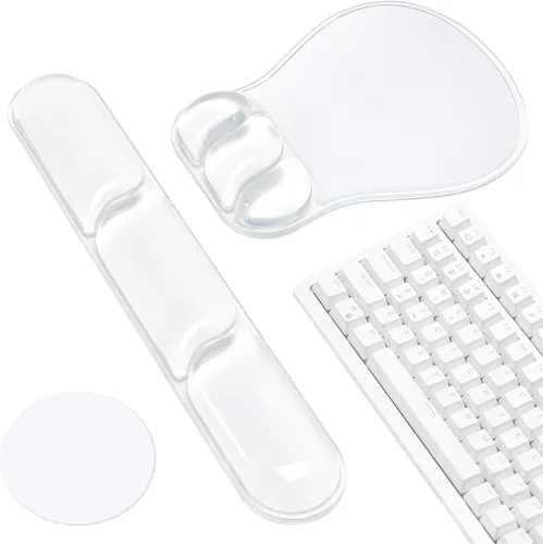 Vista 10 de Ospelelf Juego de alfombrilla de mouse con reposamuñecas de gel ergonómico para teclado, soporte de muñeca con parte inferior de goma Negro y gris