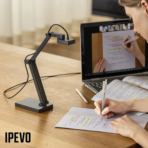 Vista 5 de IPEVO V4K PRO Cámara de documentos USB Ultra HD con micrófono mejorado con AI, para visualización en aula, enseñanza en línea, trabajo desde casa