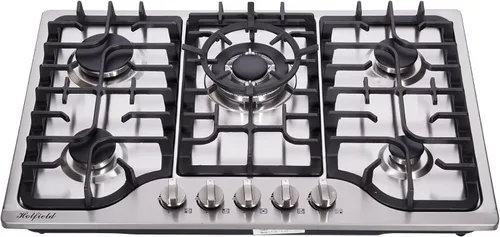 Vista 7 de Placa de cocina de gas de 30 pulgadas de acero inoxidable con 5 quemadores, estufa de combustible doble, placa de gas NG/LPG convertible HF57013