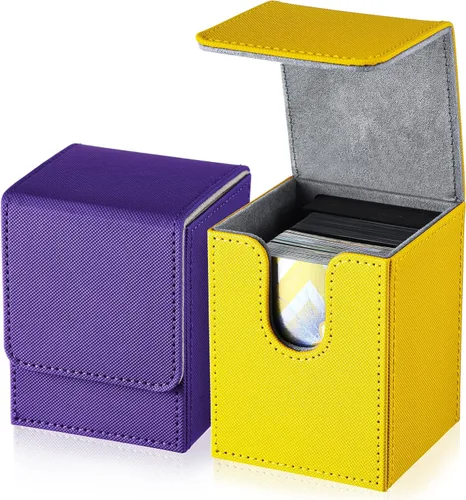 Vista 16 de Weewooday 2 Cajas de Cartas de Mazo de Cuero de Gran Tamaño Caben Más de 100 Cartas con Fundas Juego de Mazo para Cartas Coleccionables Jugables