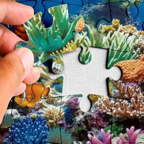 Vista 3 de Coloridos rompecabezas de peces de arrecife de coral del océano para adultos, 1000 piezas, hermoso rompecabezas de animales marinos, rompecabezas