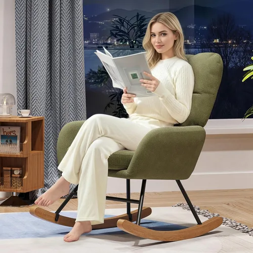 Vista 7 de Silla mecedora para bebé, silla de lactancia moderna para espacios pequeños en interiores, mecedora para lactancia materna, sillas deslizantes