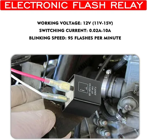 Vista 6 de Relé intermitente LED, relé de señal de giro para luces LED, relé intermitente electrónico de 2 pines para motocicleta o scooter, 12 V, ultrarrápido
