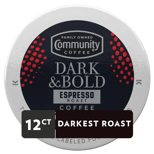 Vista 2 de Community Coffee Dark & Bold Espresso Roast - 12 cápsulas de café tostado extra oscuro, compatible con cafeteras Keurig 2.0 K-Cup, 12