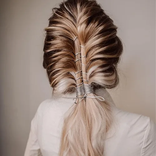 Vista 5 de 4 cuerdas de cabello de 16.4 ft para trenzas, accesorios de cabello, cuerda para trenzar rastas, cuerda trenzada de oro plateado y dorado, cuerda