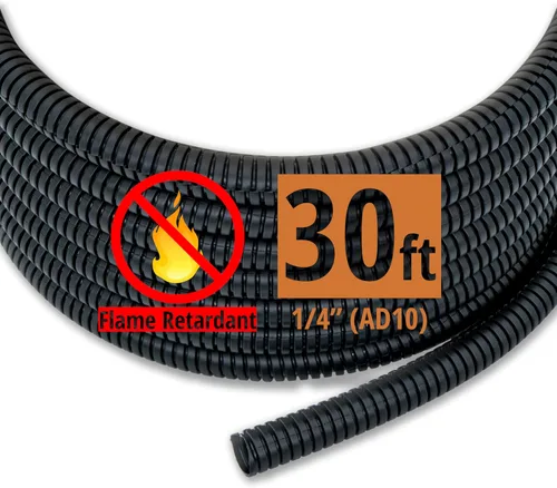 Vista 6 de Tubo de telar de alambre dividido ignífugo de 15 pies a 3/8 pulgadas, fundas para cables eléctricos, cubiertas de cable flexibles - Negro