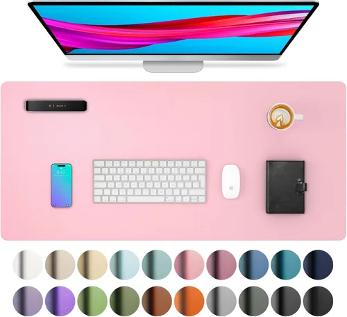 Vista 73 de Aothia - Protector de escritorio de cuero sintético impermeable y antideslizante para laptop, escritura y mouse, para oficina y hogar, 23.6 x 13.7