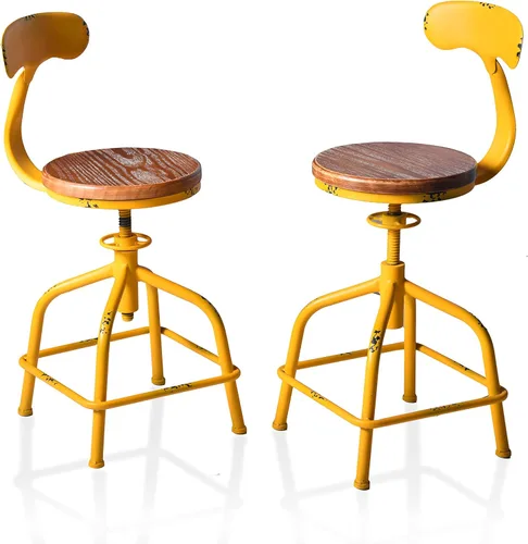 Vista 9 de Topower Taburete de cocina de granja, taburete de mostrador industrial, asiento redondo de cocina decorativo, altura estándar, taburetes de bar