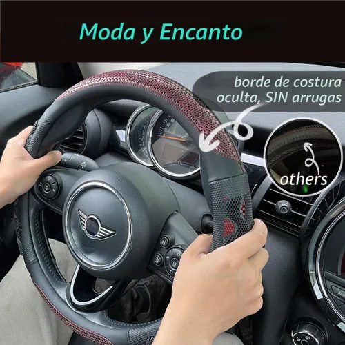 Vista 2 de PINCTROT Funda para volante de gran agarre con diseño antideslizante de panal 3D, universal de 14.5-15 pulgadas (rojo vino)
