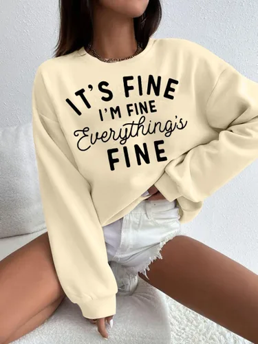Vista 40 de Sudadera de gran tamaño para mujer, sudadera divertida con frases divertidas, casual, cuello redondo, suéter de manga larga para otoño