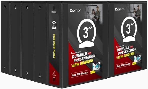 Vista 8 de COMIX Carpeta resistente de 3 anillos de 1 pulgada con cubierta transparente, carpeta de anillos redondos de 1 pulgada, sin PVC, 0.094 in de grosor