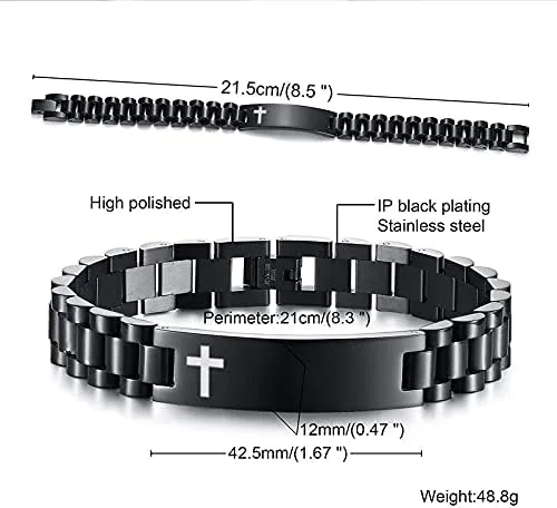 Vista 6 de VNOX - Pulsera religiosa personalizada, grabada con versículo inspirador de la Biblia cristiana, estilo eslabones vinculados y diseño de correa