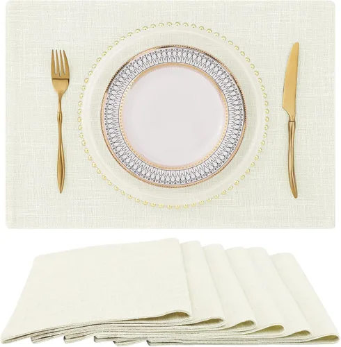 Vista 29 de homing - Juego de 4 manteles individuales de algodón y lino, manteles de tela lavables para mesa de comedor de estilo rústico para interiores y Negro
