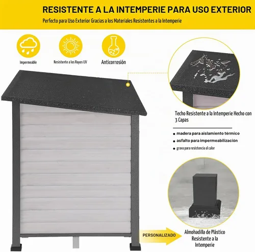 Vista 5 de Aivituvin Casa Grande para Perros al Aire Libre Interior Resistente a la Intemperie para Perros Pequeños, Medianos y Grandes con Marco de Hierro