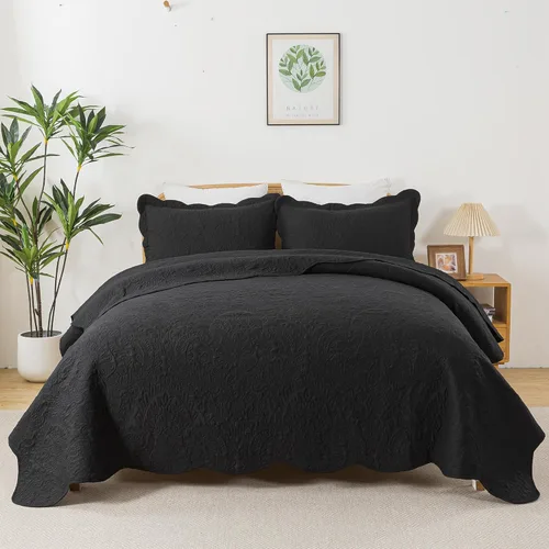 Vista 36 de HoneiLife Juego de colcha de tamaño Queen de 3 piezas y de microfibra, ligera, cubrecamas reversibles, funda de cama retro, juego de ropa de cama