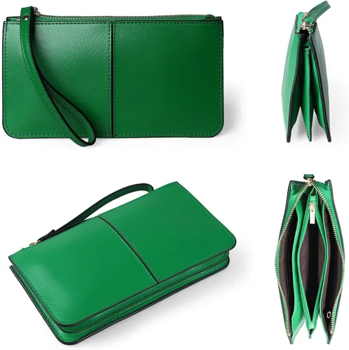 Vista 6 de Befen - Bolso clutch de mano de cuero con correa para teléfono celular organizador de tarjetas