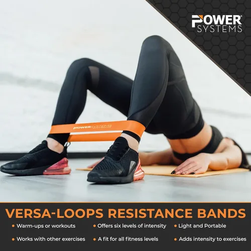 Vista 2 de Power Systems Versa Loops Commercial Grade Resistance Bands 10 Pack Color Coded Exercise Loop Bands for Strength Training Physical Therapy Home Gym