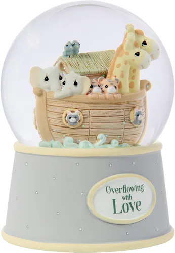 Vista 3 de Precious Moments Globo de nieve de resina musical con diseño de arca de Noé con amor