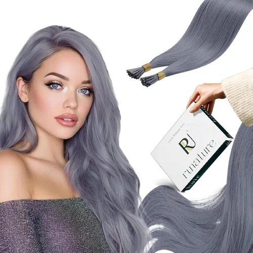 Vista 79 de RUNATURE Extensiones de cabello azul con clip, cabello real, 14 pulgadas