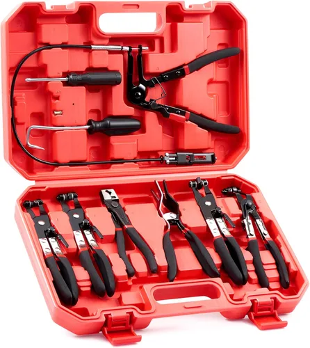 Orion Motor Tech juego de 9 piezas de alicates para abrazaderas de manguera con cable flexible de largo alcance, mordaza giratoria y alicates de