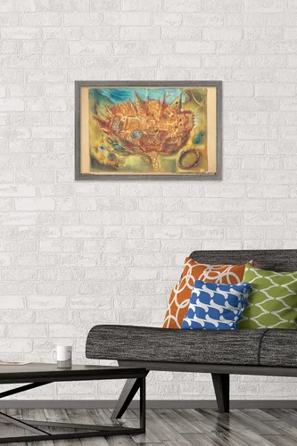 Vista 2 de Trends International The Wizarding World: Harry Potter - Póster de pared con mapa de Hogwarts, 14.725 x 22.375 pulgadas, versión enmarcada de madera