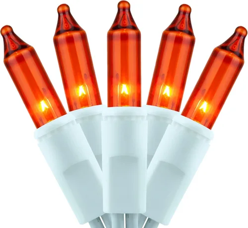 Vista 16 de YULETIME 200 luces rojas de Navidad, paquete de 2 hebras de 21 pies, 100 unidades, con certificación UL, mini tira de luces incandescentes