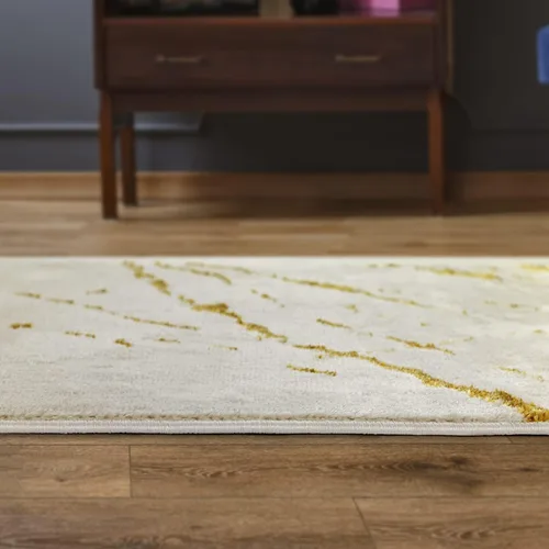 Vista 5 de Antep Rugs Babil - Alfombra moderna abstracta de mármol dorada de 2 x 10 pies para interiores (beige, 2 pies x 10 pies)