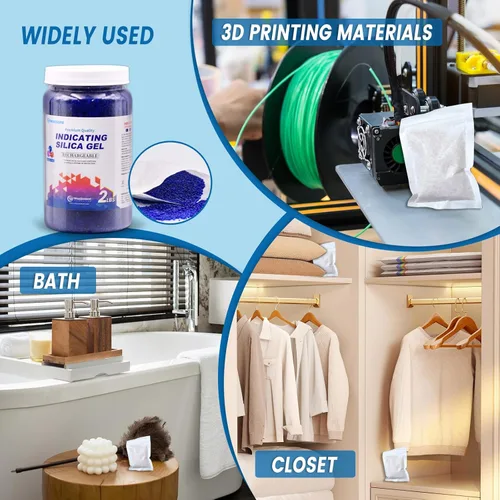 Vista 8 de Wisesorb Cuentas de gel de sílice indicadoras de azul a rosa, deshumidificador desecante reutilizable del gel de sílice de 2 libras