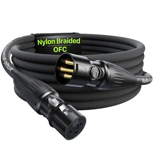 Vista 26 de Cables XLR 25 pies 2 Pack, 20 AWG, Cable de micrófono trenzado de nylon reforzado con Kevlar, Conectores Rean chapados en oro profesionales
