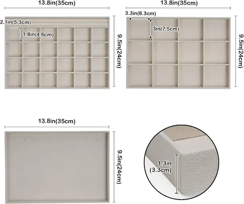 Vista 7 de ProCase Juego de 5 bandejas apilables para joyas con juego de 3 organizadores apilables para joyas