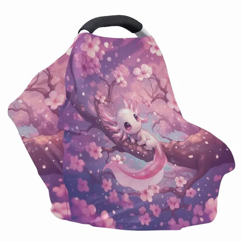 Vista 3 de Axolotl - Fundas de lactancia materna para mujer, funda de asiento de automóvil con diseño de flor de cerezo, funda de lactancia para bebé, fundas