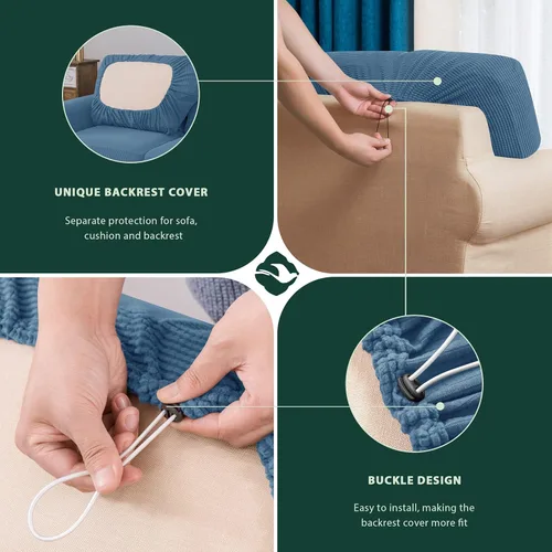 Vista 174 de CHUN YI Fundas para sofá de 7 piezas, lavables, fundas elásticas para sofá de 3 cojines con respaldo y fundas de cojín separados, protector