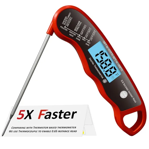 Vista 8 de Sonda de termómetro digital de lectura instantánea para carne 0.6S, calibrada de fábrica/impermeable/retroiluminada/magnética/pantalla