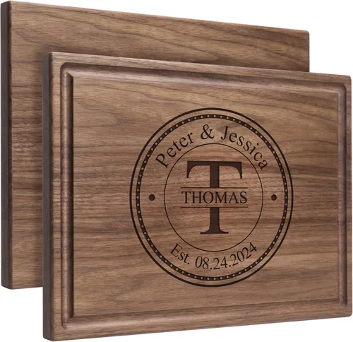 Vista 11 de Tabla de cortar personalizada, idea de regalo de boda, aniversario o inauguración de la casa, charcutería grabada en madera, para parejas