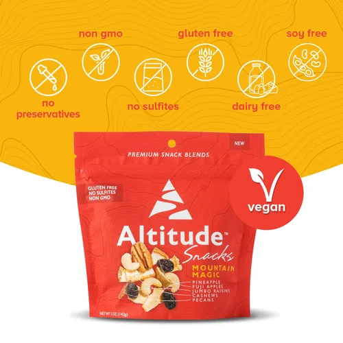 Vista 3 de Mountain Magic Trail Mix, sin azúcares añadidos, frutas secas y nueces mixtas, gran aperitivo para gimnasio, oficina y escuela, aperitivo saludable