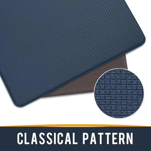 Vista 7 de Tapetes de cocina acolchados antifatiga, 17 x 95 pulgadas, largo, impermeable, acolchado de espuma viscoelástica para estar de pie, color azul