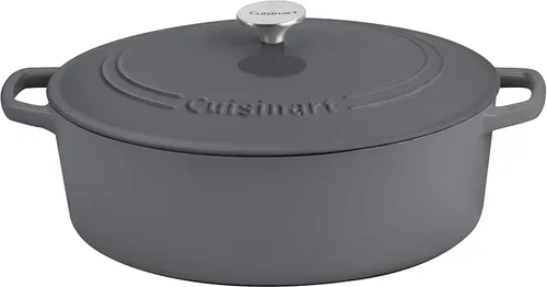 Vista 10 de Cuisinart Chef's Classic - Cacerola de hierro fundido esmaltada, ovalada, tapa redonda (Azul gradiente, 7 cuartos de galón)