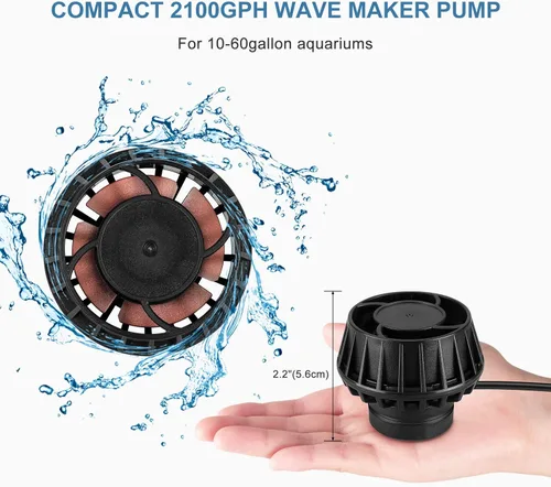 Vista 2 de 2100GPH - Fabricante de ondas para acuario con controlador Mini DC 24V 12W Powerhead con montaje magnético, Wavemaker con pantalla LED para tanque