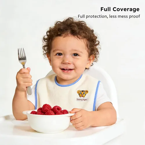 Vista 6 de Baberos para niñas o niños, niños pequeños de 1 a 6 años, impermeables y absorbentes, toalla grande