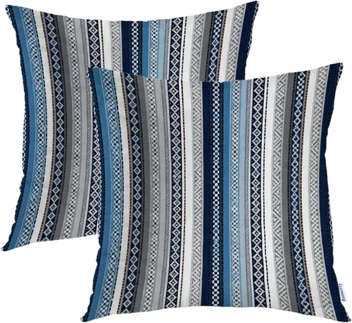 Vista 36 de Batmerry Autumn Maple Forest Throw Pillow Covers, Wooden Chair Houses Yellow Leaves Decorative Pillow Covers Digital Printing Blended Fabric for